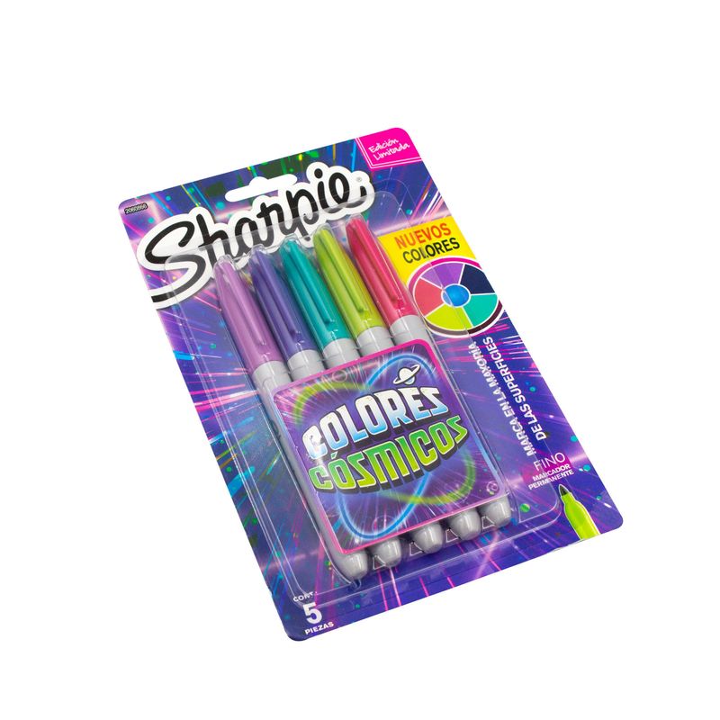 Marcador Sharpie Punta Fina Colores Cósmicos Estuche x 5