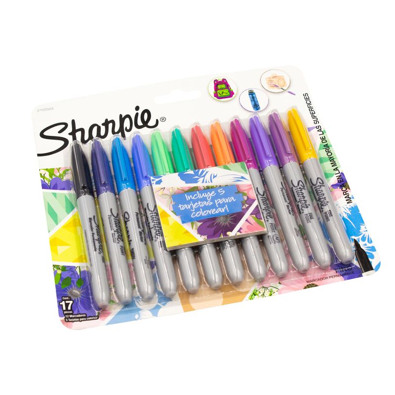 Marcador Sharpie Punta Fina Tropical Estuche x 12