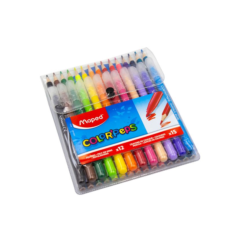Kit de Plumones X12 y Lápices de Colores X15 Peps Dos x Tres