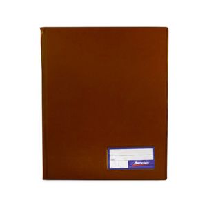 Folder A4 Doble Tapa Dura Con Gusanillo Marron