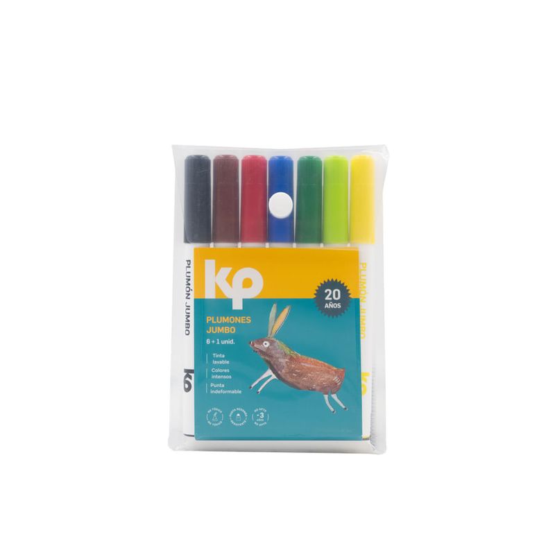 Plumon Jumbo Punta Redonda Estuche 06 + 1 | Dos x Tres