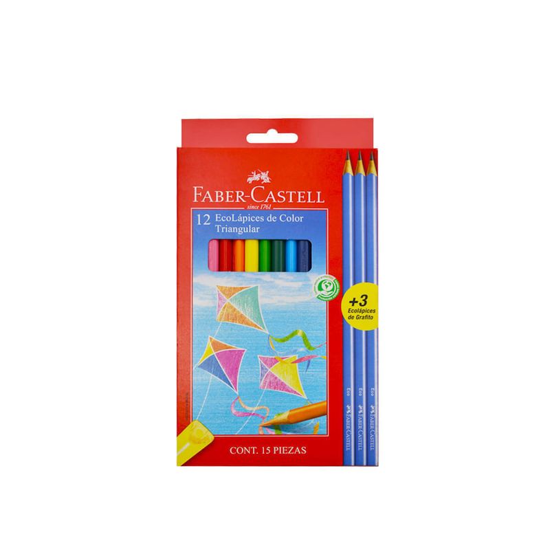 Ecolapices Triangulares (Estuche 12 + 3 Lápices Grafito)