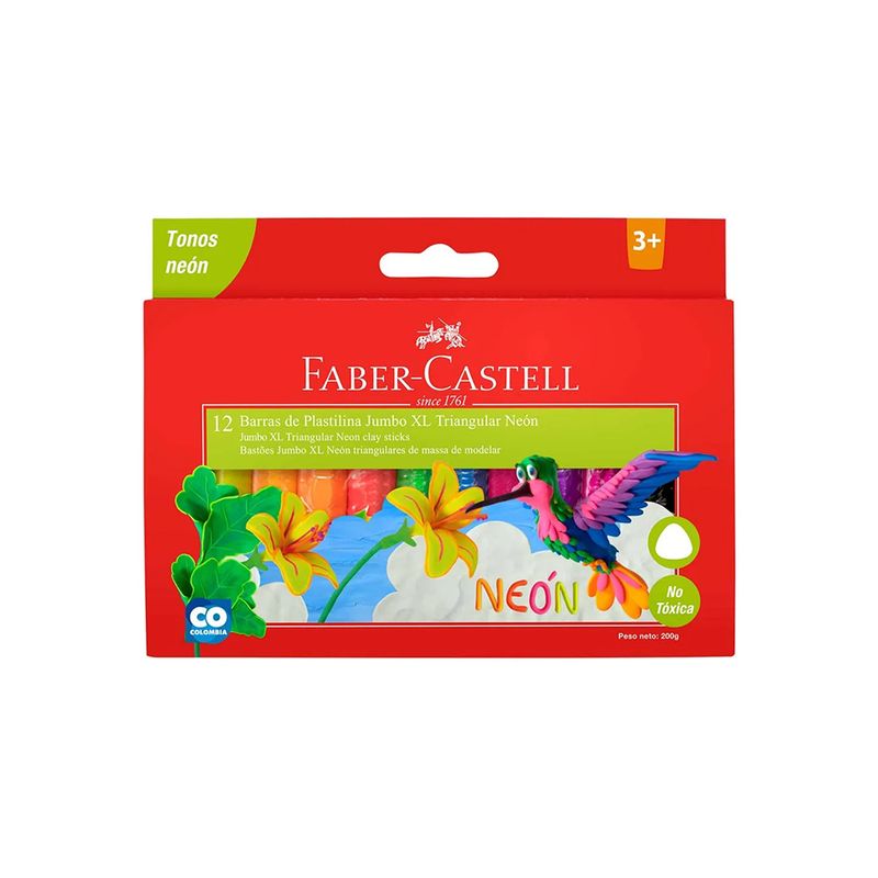 Plastilina Jumbo Neón Triangular XL Faber-Castell