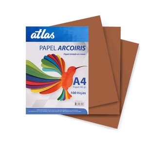 Papel Arco Iris A4 80gr. Paquete X 100 Hojas Marrón