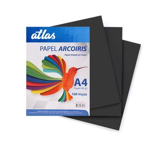 Papel Arco Iris A4 80gr. Paquete X 100 Hojas Negro