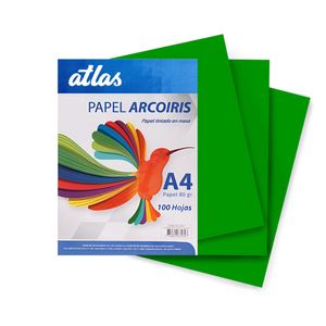 Papel Arco Iris A4 80gr. Paquete X 100 Hojas Verde