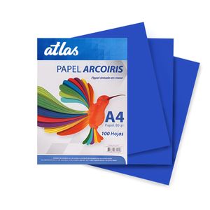 Papel Arco Iris A4 80gr. (Paquete X 100) Azul
