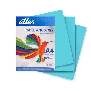 Papel Arco Iris A4 80gr. Paquete X 100 Hojas Celeste