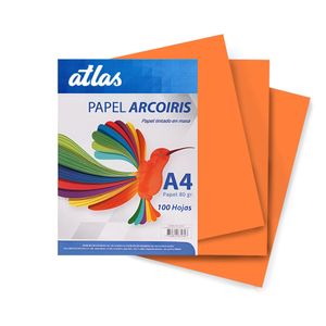 Papel Arco Iris A4 80gr. (Paquete X 100) Naranja