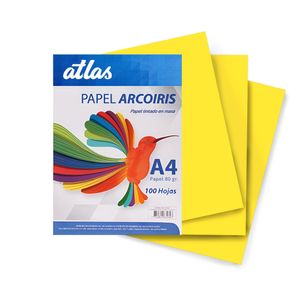 Papel Arco Iris A4 80gr. Paquete X 100 Hojas Amarillo