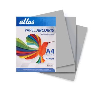 Papel Arco Iris A4 80gr. (Paquete X 100) Gris