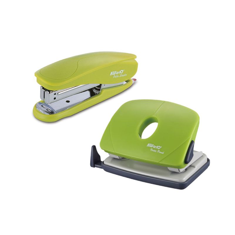 Engrapadora-Pollex-media-tira-y-perforador-smart-verde
