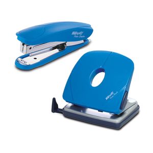 Engrapadora Pollex Tira Larga Y Perforador Vortex Mediano Azul