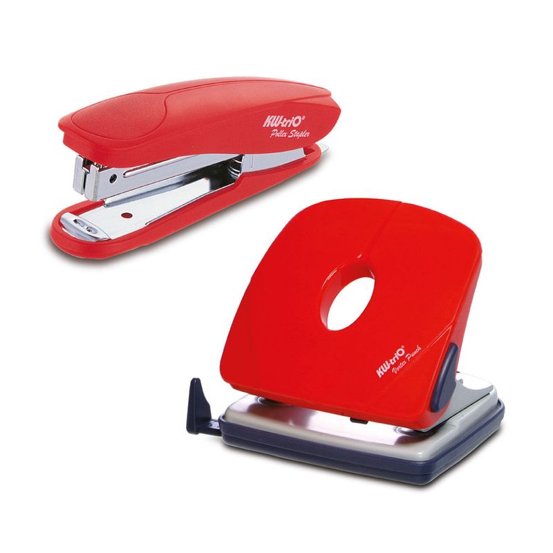 Engrapadora-tira-larga-y-perforador-mediano-rojo
