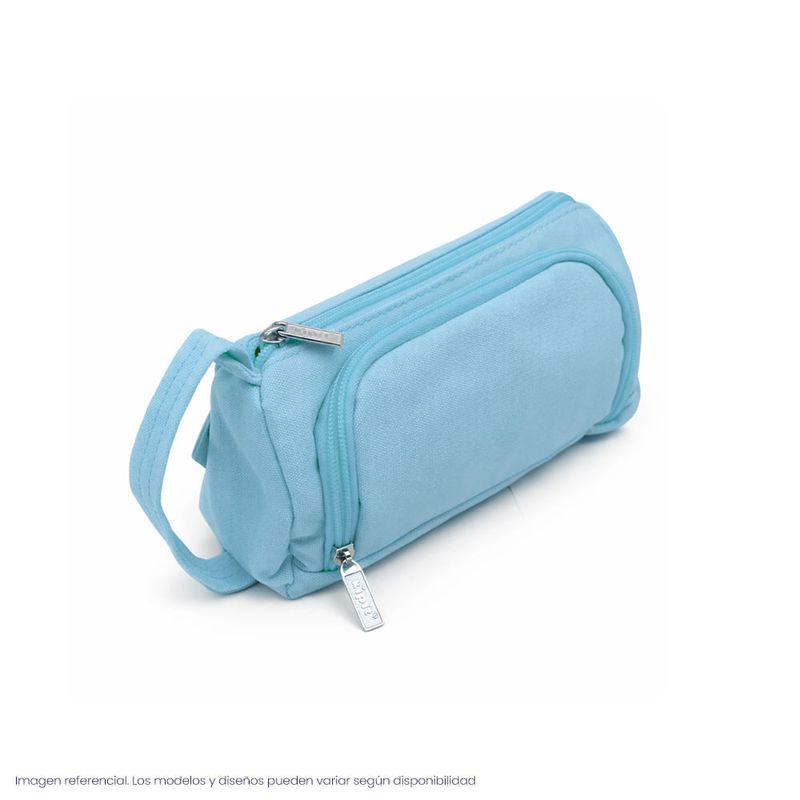 Cartuchera De Tela Con Tira Celeste